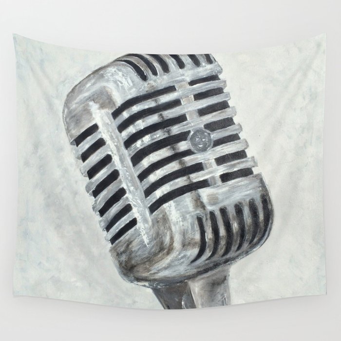 Vintage Microphone Wall Tapestry