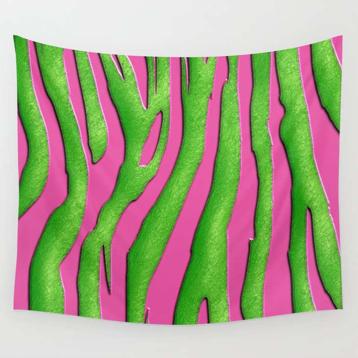 Bright Pink & Green Zebra Print Art Print by Aloke Design