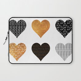Gold, black, white hearts Laptop Sleeve