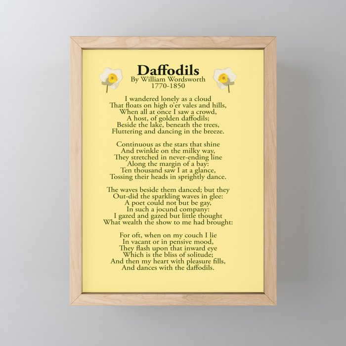 Daffodils. By William Wordsworth 1770-1850. Framed Mini Art Print