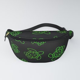 Green Turtles On Black Fanny Pack