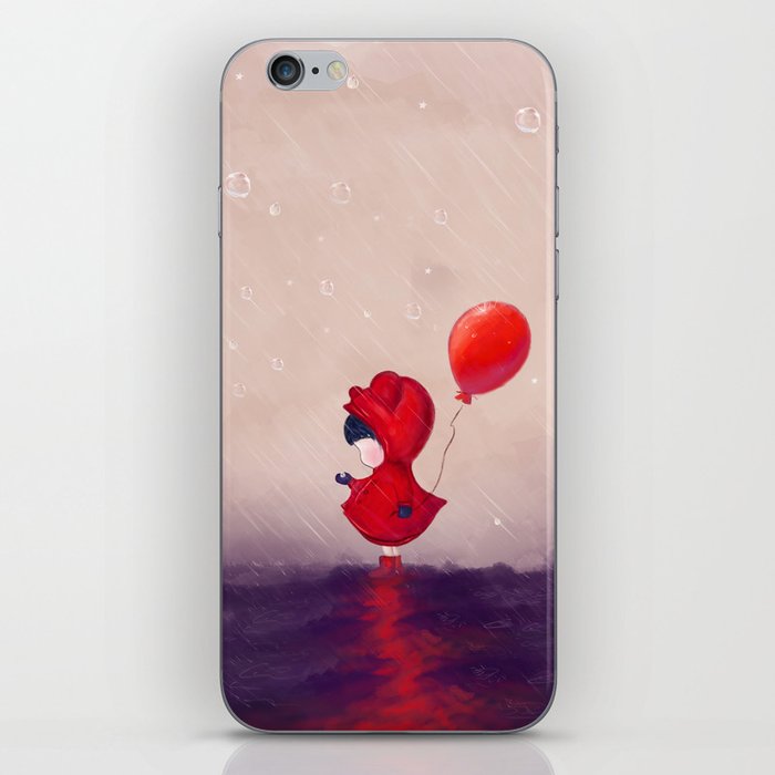 Girl with a red balloon  iPhone Skin