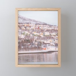 Houses of Tromsø Photo | Winter Snow Landscape in Norway Art Print | Arctic Travel Photography Framed Mini Art Print