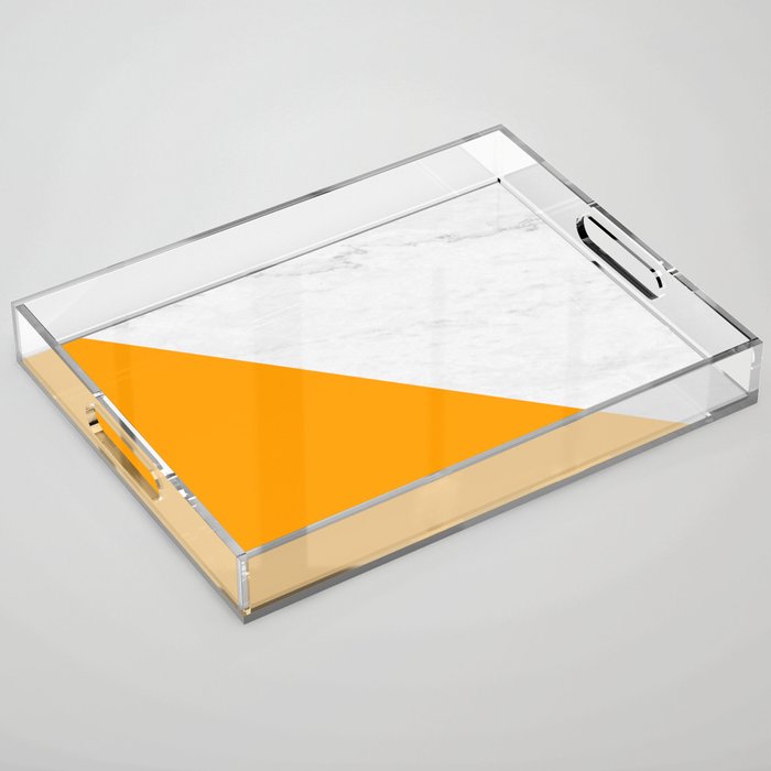 Marble Saffron Diagonal Color Block Acrylic Tray