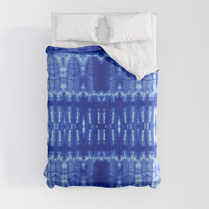 tie dye ancient resist-dyeing techniques Indigo blue textile abstract pattern Duvet Cover