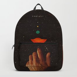 Contact Backpack | Planets, Hand, Vintage, Contact, Frankmoth, Orange, Universe, Stars, Blue, Utopian 