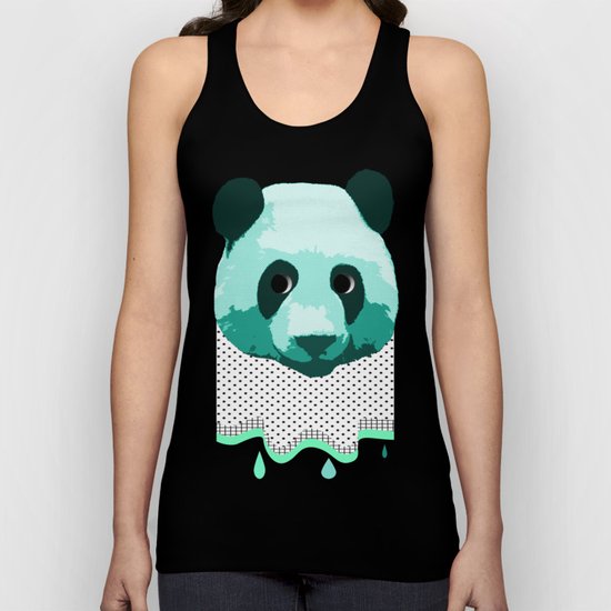 the blue panda who was melting black and white Unisex Tank Top