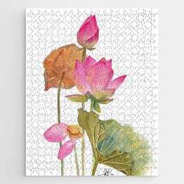 Lotus in Watercolor #2 Jigsaw Puzzle