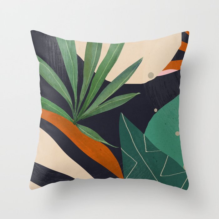 Abstract Art Tropical Leaves 41 Throw Pillow
