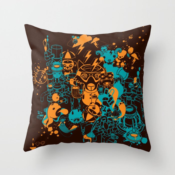 Dream Factory Orange and Blue Throw Pillow
