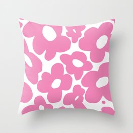 60s 70s Hippy Flowers Pink Throw Pillow