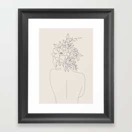 Woman with Flowers Minimal Line I Framed Art Print