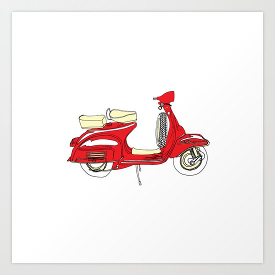 Shiny Red Vespa Scooter Art Print