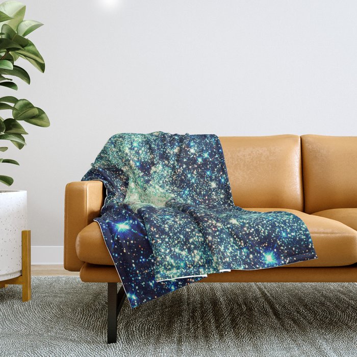 gAlAxY Stars Teal Turquoise Blue Throw Blanket