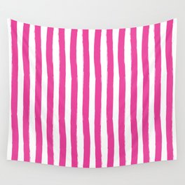 Pink and White Cabana Stripes Palm Beach Preppy Wall Tapestry