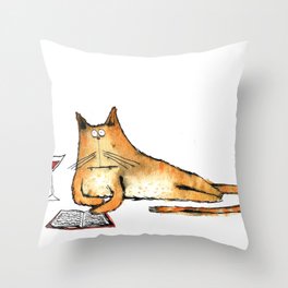The Cat Relaxes Throw Pillow