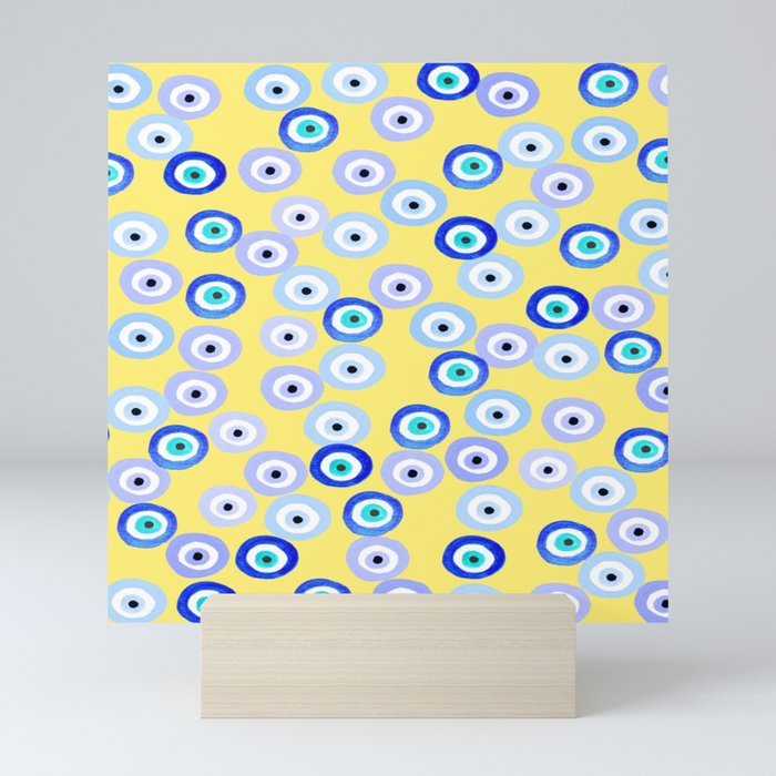 Evil Eye Amulet Pattern Yellow Mini Art Print