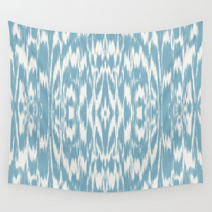 Ikat: Light Blue Ivory Wall Tapestry