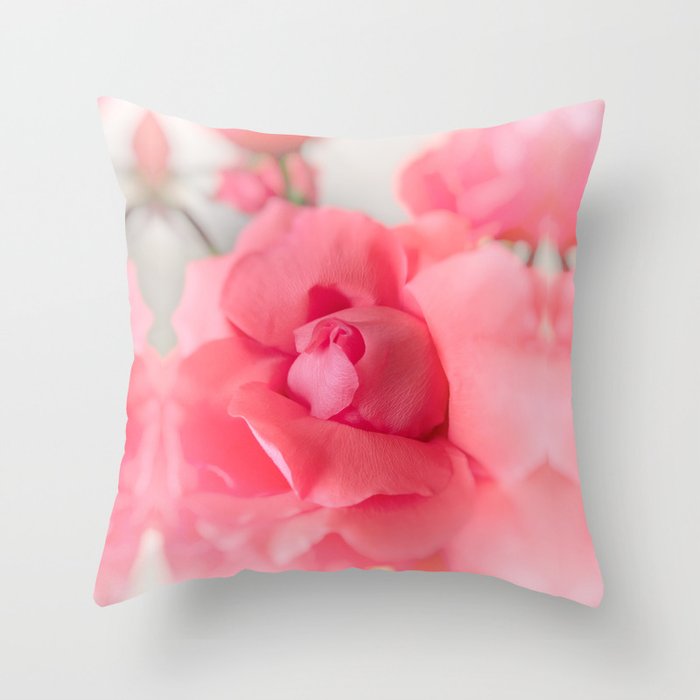 Pink Roses Throw Pillow