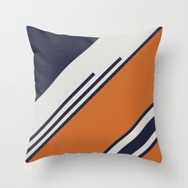 Retro Stripes in Blue Orange Throw Pillow