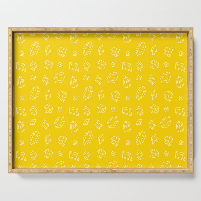 Yellow and White Gems Pattern Serving Tray