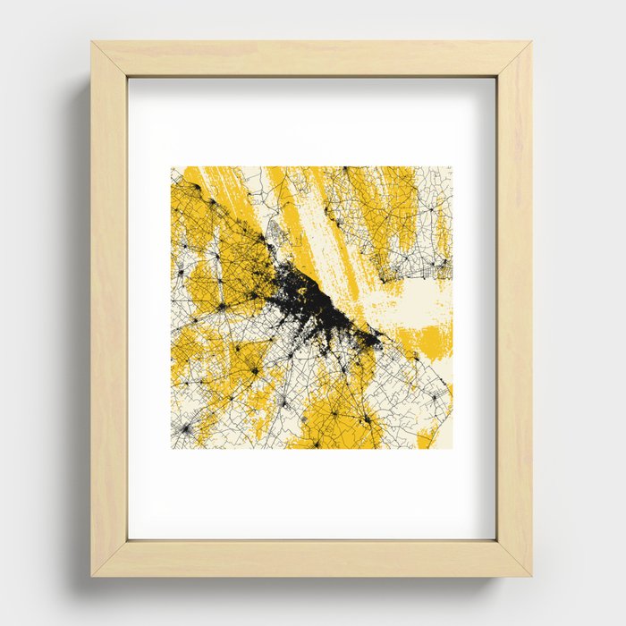 Buenos Aires, Argentina Map Collage, Yellow Recessed Framed Print