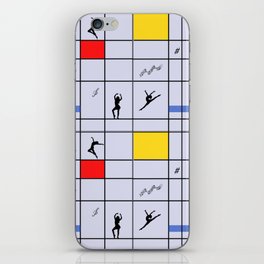 Dancing like Piet Mondrian - Composition with Red, Yellow, and Blue on the light violet background iPhone Skin