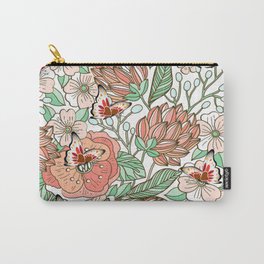 Pinkish Red Flowers with Butterflies Carry-All Pouch