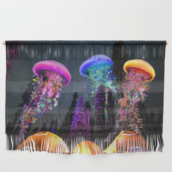 Electric Jellyfish World Night Visit Wall Hanging