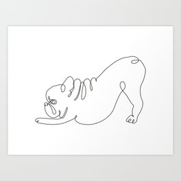 One line Frenchie Downward Dog Art Print