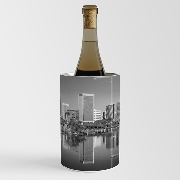 Richmond Virginia skyline in black and white Wine Chiller