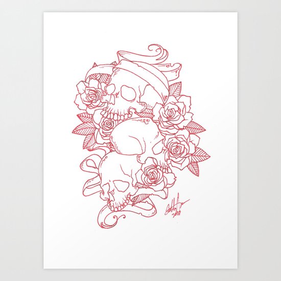Skull & Roses Art Print