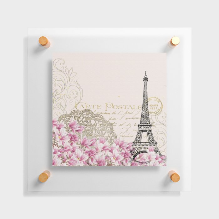 Eiffel Tower Postcard Floating Acrylic Print