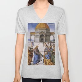 The Delivery of the Keys Painting by Perugino Sistine Chapel Unisex V-Neck