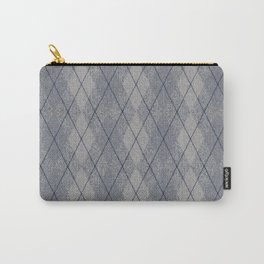 Grey Argyle Sweater Carry-All Pouch