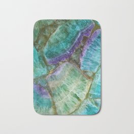 Stone Mosaic Fluorite rock art Bath Mat | Graphicdesign, Abstract, Aqua, Seafoamgreen, Turquoise, Gems, Flourite, Rock, Fluorite, Digital 