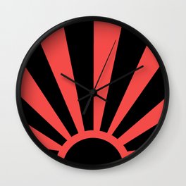 Rising Sun Wall Clock | Blackandredsun, Retrosunrise, Sunrays, Digital, Graphicdesign, Japanesesun, Vintagesunriseicon 