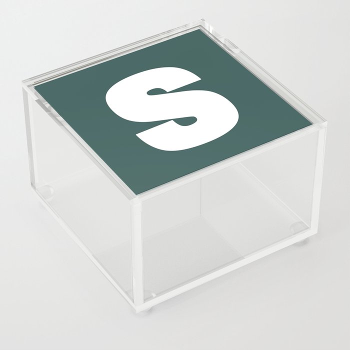 S (White & Dark Green Letter) Acrylic Box