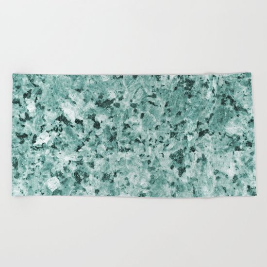 Polished granite verde - turquoise stone Beach Towel