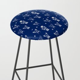 Blue and White Hand Drawn Dog Puppy Pattern Bar Stool