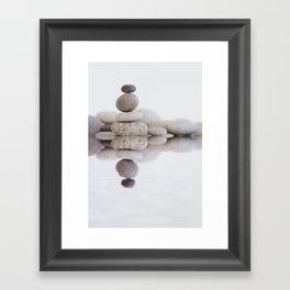 Stone Balance pebble cairn and water Framed Art Print