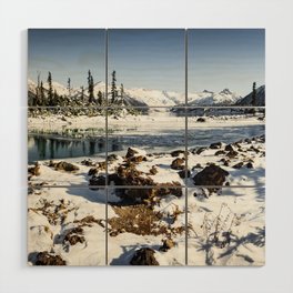 Garibaldi Lake Panorama - Frozen Alpine Lake with glacier water  Wood Wall Art