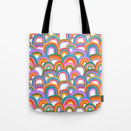 Diverse colorful rainbow seamless pattern illustration Tote Bag