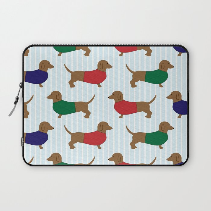 Dachsunds on Stripes Laptop Sleeve