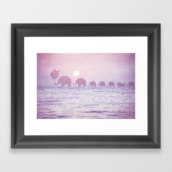 Elephants - a dream walk Framed Art Print