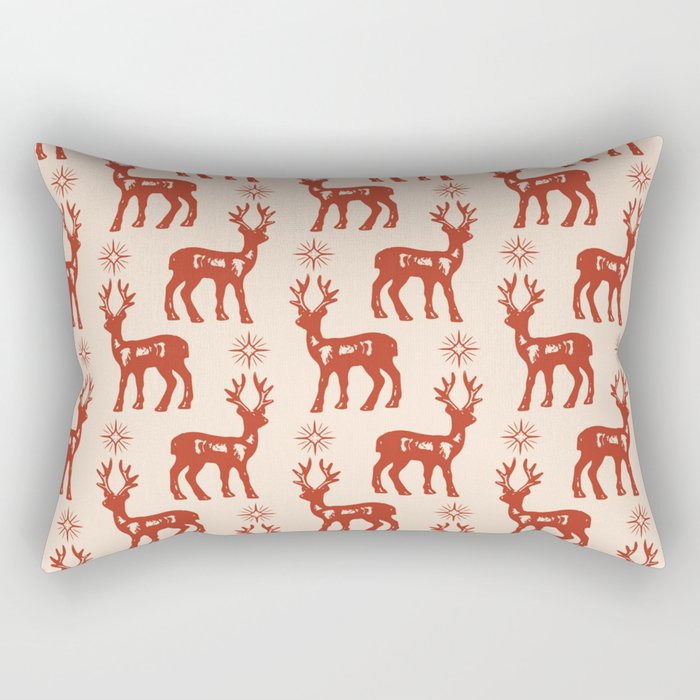 Christmas Reindeer Pattern Rectangular Pillow