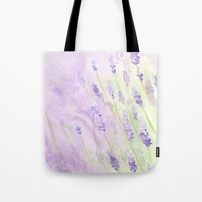 Summer Dream Garden Lavender Watercolor Painting Tote Bag