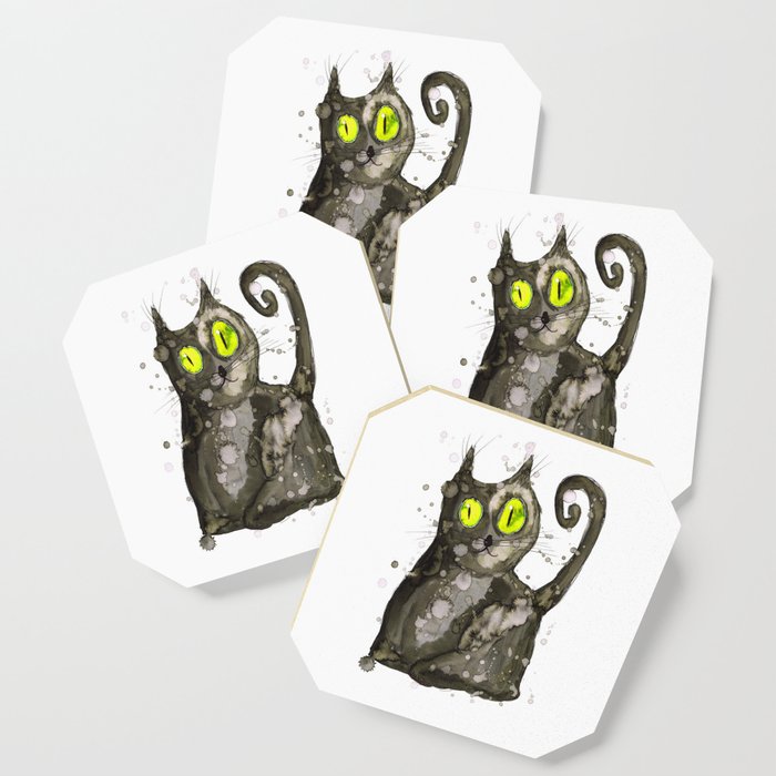 Big Fat Black Cat Coaster By Wizzies Society6