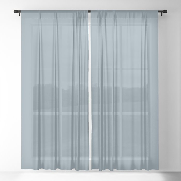 STONE BLUE dusty neutral blue-gray solid color modern abstract pattern  Sheer Curtain