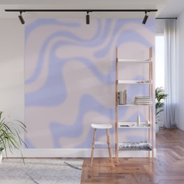 Dreamy Retro Liquid Swirl Contemporary Abstract 2 in Pastel Lavender and Pale Pink Wall Mural